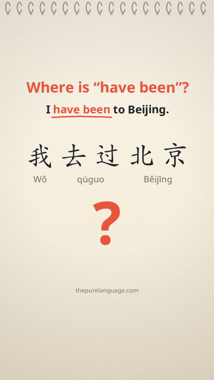 Lesson video: Where is “have been” in Chinese? The particle 过. After a verb, it means you have done it before.