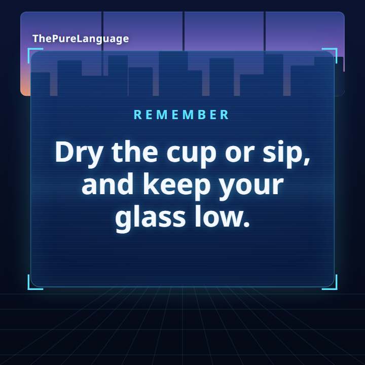 Lesson video: 干杯 means "dry the cup": how to toast in Chinese. Dry the cup or sip, and keep your glass low.